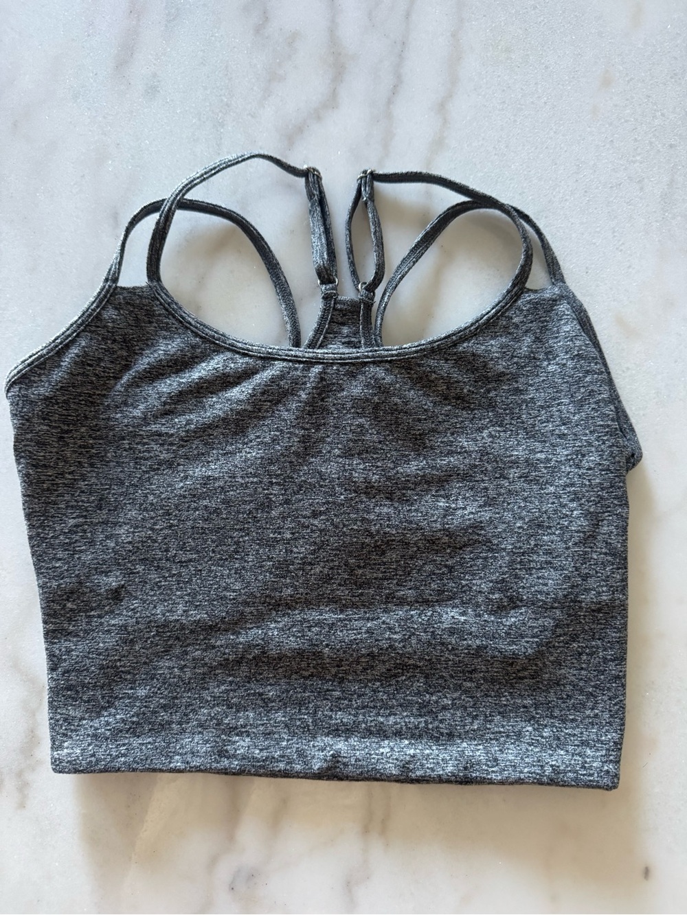 Bombshell Sportswear Gray Heather Strappy Crop Top